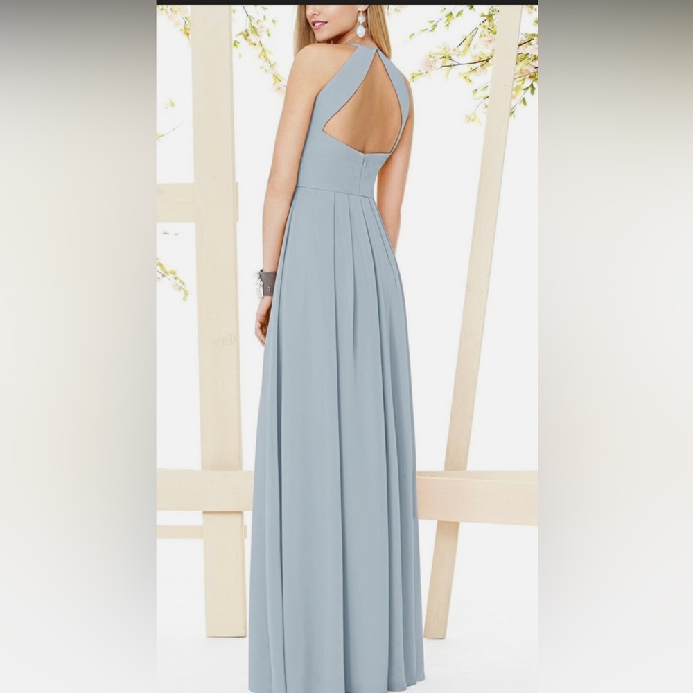 Elegant Mist Blue Open Back Gown